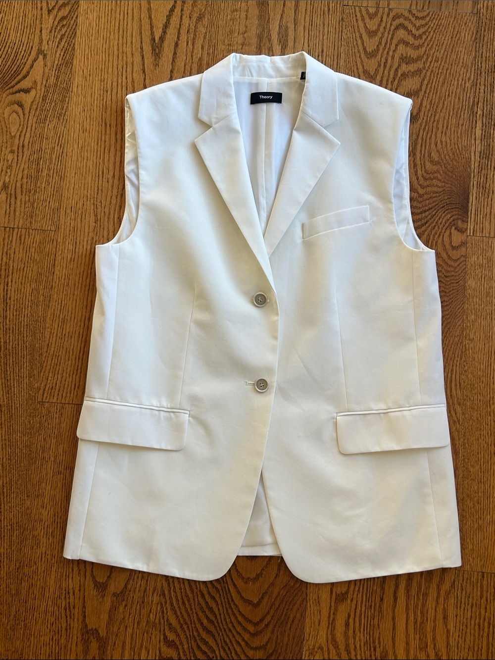 Theory Cream Sleeveless Tailored Blazer Vest